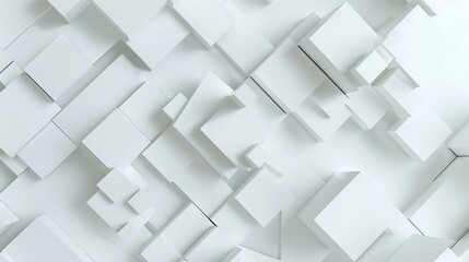 A visually captivating 3D render of white geometric shapes creating a modern and minimalist pattern Perfect for a sleek, contemporary look