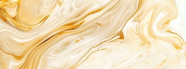 Gold liquid marble background, light white and gold style, swirls, gold color scheme, light yellow tones, delicate texture, flowing lines, high resolution, elegant atmosphere.