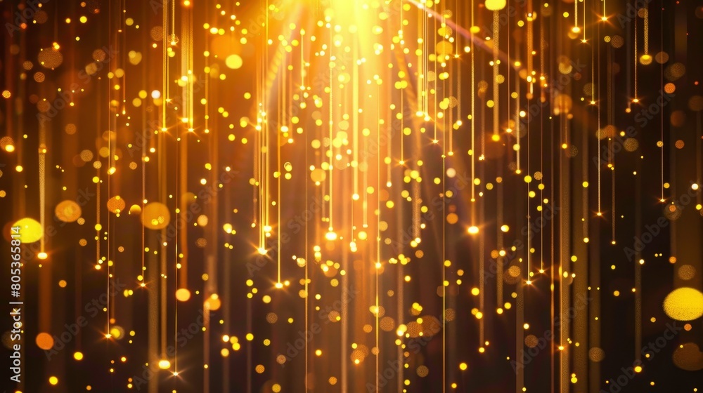 Poster inverted gold line effect with flashing and flares. magic laser speed ray effect with flashes. strin