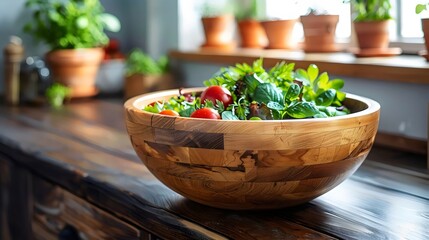 A fresh green salad with sliced red tomatoes and white cheese sits on a plate for a healthy vegetarian lunch - Powered by Adobe