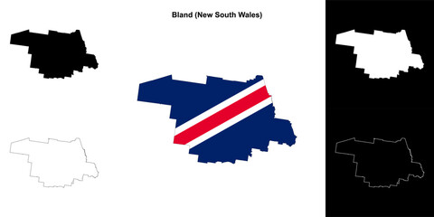 Fototapeta premium Bland (New South Wales) outline map set
