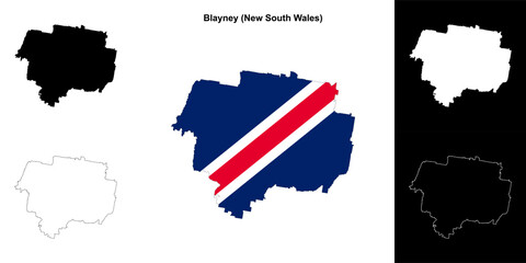 Fototapeta premium Blayney (New South Wales) outline map set
