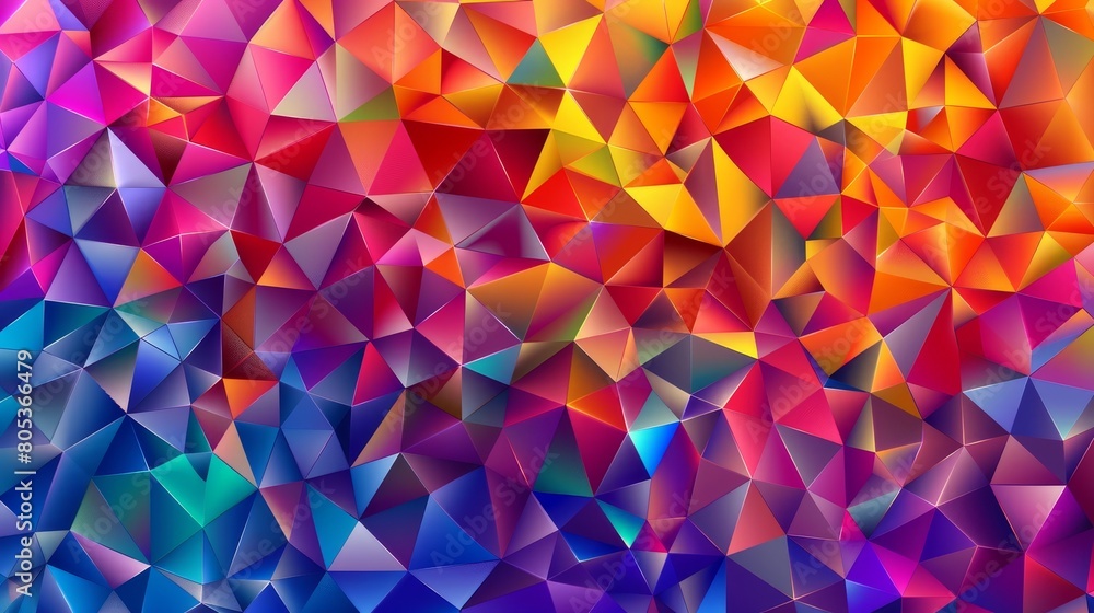 Aufkleber triangles in color form an abstract geometric background.