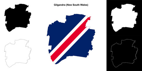 Fototapeta premium Gilgandra (New South Wales) outline map set