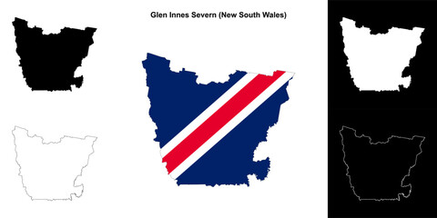 Fototapeta premium Glen Innes Severn (New South Wales) outline map set