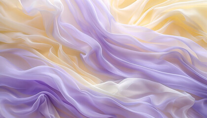 Obraz premium A gentle fusion of lavender and pale yellow waves, flowing together in a serene dance that suggests the delicate beauty of early spring flowers.