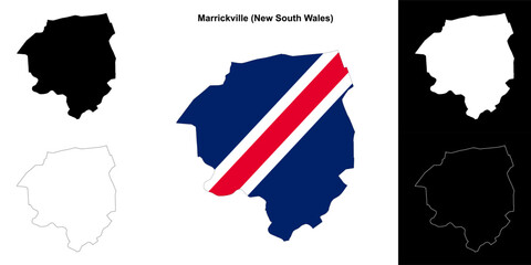 Fototapeta premium Marrickville (New South Wales) outline map set