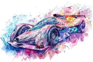 The excitement of a futuristic underground racing league is brilliantly depicted in a Kawaii creative futuristic charismatic watercolor painting