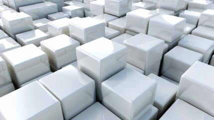 Illustration of white cubes with perspective effects in 3D