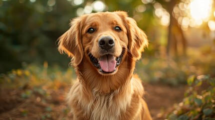 Craft an endearing image of a dog with a wagging tail