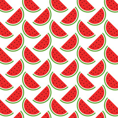 Vector design and illustration of seamless pattern with fresh watermelon slices
