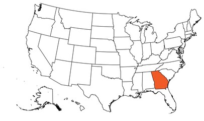 Fototapeta premium The outline of the US map with state borders. The US state of Georgia