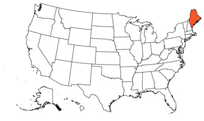 Fototapeta premium The outline of the US map with state borders. The US state of Maine