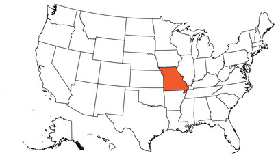 Fototapeta premium The outline of the US map with state borders. The US state of 