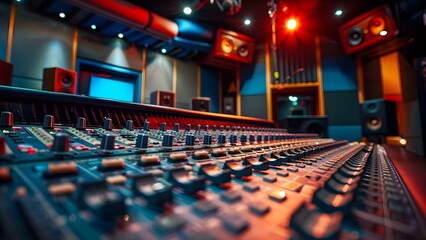 Professional audio control room in a recording studio for sound engineering. Concept Recording Studio, Audio Control Room, Sound Engineering, Professional Setup