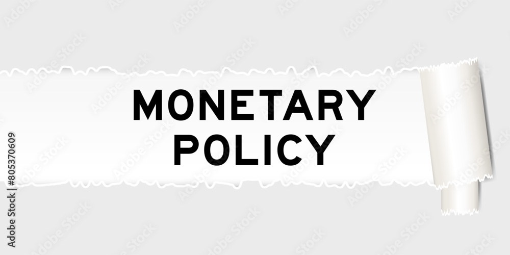 Canvas Prints Ripped gray paper background that have word monetary policy under torn part