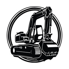 Naklejka premium Simple Excavator Logo Flat Black Vector