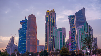 The Panoramic skyline of Doha, Qatar