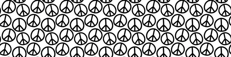 Vector seamless pattern with international symbol of pacifism, disarmament, world peace in simple doodle flat style.