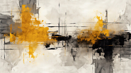 Abstract Art of Rough Black Sketch Painting on Old Paper Background