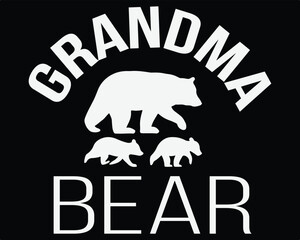 Women's Grandma Bear T Shirt Funny Cute Family Bears Tee for Ladies