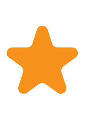 Obraz premium A brightly colored orange five-pointed star with rounded edges is isolated on a white background, useful for visual rating systems or favorite icons.