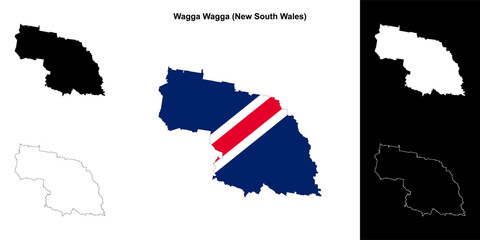 Fototapeta premium Wagga Wagga (New South Wales) outline map set
