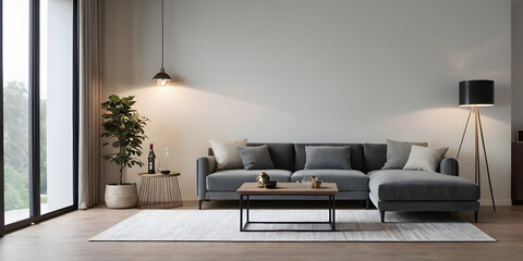 The lounge and living room interior design and white wall texture background, New 3D rendering interior design scene
