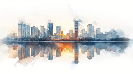 Fototapeta premium Sketch and real mix urban cityscape scene , development and real estate business concept ,