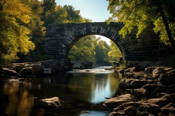 Enduring Stone arch river. Travel tourism. Generate Ai