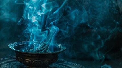 Burning Incense Stick Amidst Smoke and Flames