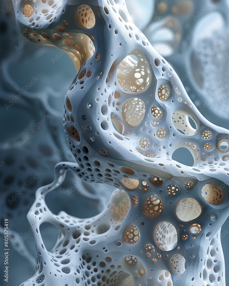 Fototapete a 3d rendering of an organic structure with a lot of holes in it