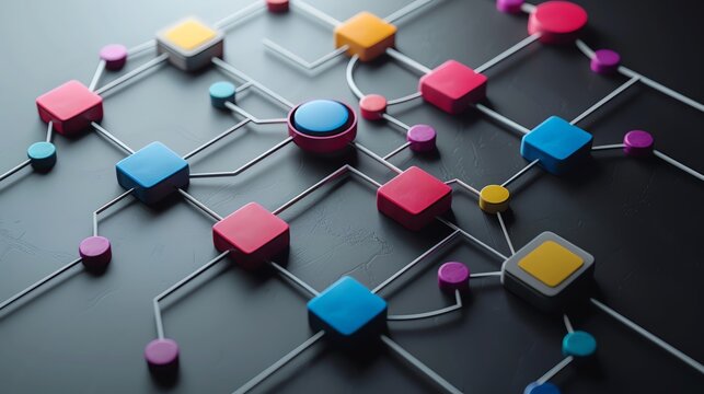 Clean design of a flowchart organizing a schools annual event planning, with tasks branching out to various committees