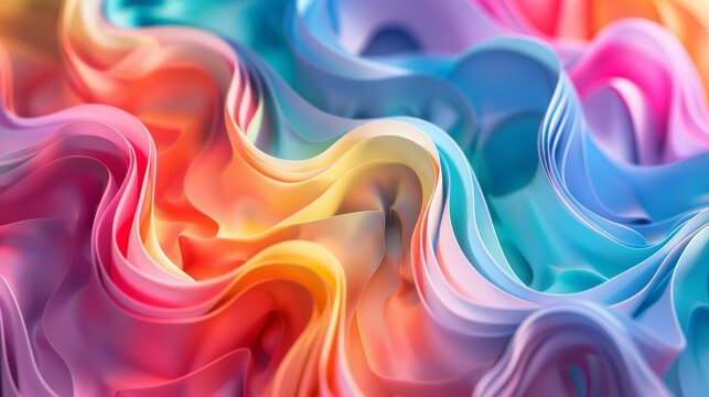 A flowing, iridescent, abstract background with vibrant rainbow colors.
