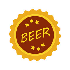 Cold beer icon or sign. Vector flat beer illustration isolated on white background. Alcohol drink pub or bar flat vector