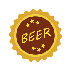 Naklejka premium Cold beer icon or sign. Vector flat beer illustration isolated on white background. Alcohol drink pub or bar flat vector