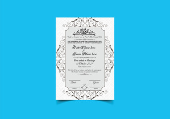 Naklejka premium Muslim , Islamic Marriage Certificate Design Template 