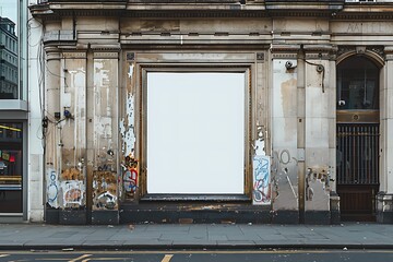 Blank White Advertising Board on London Street Pavement