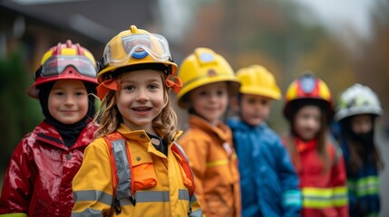 Fototapeta premium Students enthusiastically immerse themselves in role-playing activities, dressing up as teachers, firefighters, police officers, and more