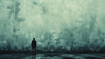Fototapeta premium The Concept of Loneliness - Person Up Against a Wall