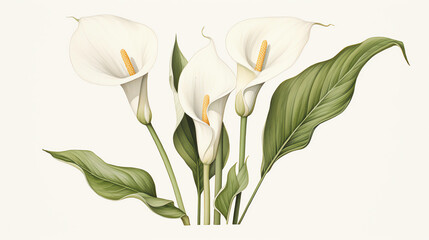 Obraz premium A detailed botanical illustration showcasing the intricate beauty of a blooming orchid