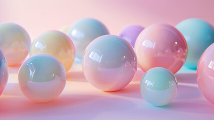 Pastel Spheres Background, Soft, Minimalist Design. Minimalist composition of pastel-colored spheres