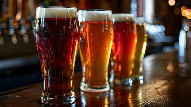Enjoy International Beer Day with refreshing beers at the bar. Concept International Beer Day, Bar Hopping, Craft Beers, Happy Hour Specials, Beer Tasting