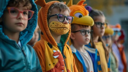 Young students eagerly express their curiosity about the world of work by dressing up in costumes that represent their future aspirations