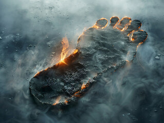 Pollution Footprint Visualizes Smoke Signals Environmental Damage