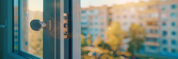 Handle with a lock on window, child protecting from falling out of windows, window handle