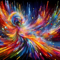 Obraz premium Rainbow Rapture characterized by abstract colorful shapes cascading and intertwining in a radiant display of vibrant hues and energetic patterns