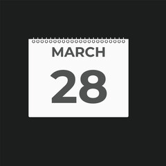 March 28 calendar reminder. 28 March daily calendar icon template. Calendar 28 March icon Design template. Vector illustration
