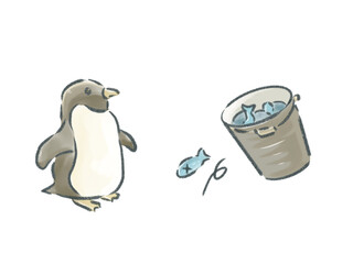 ペンギンの餌やり