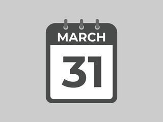 March 31 calendar reminder. 31 March daily calendar icon template. Calendar 31 March icon Design template. Vector illustration
